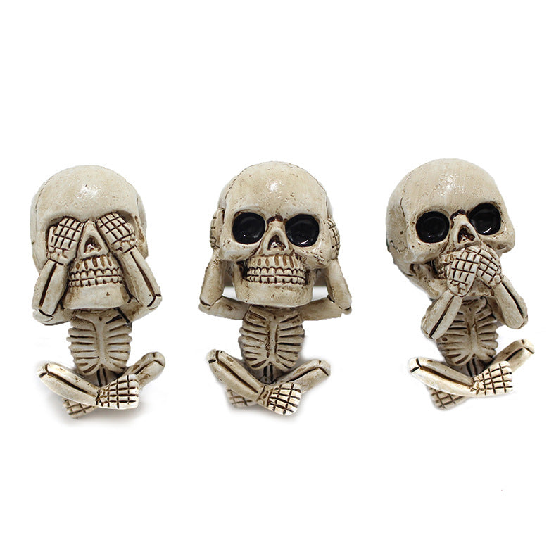 Skull Car Ornaments Air Outlet Ghost Head Three-piece Interior Pendant Decoration Ornament Ghost Head Desktop Figurines Decor