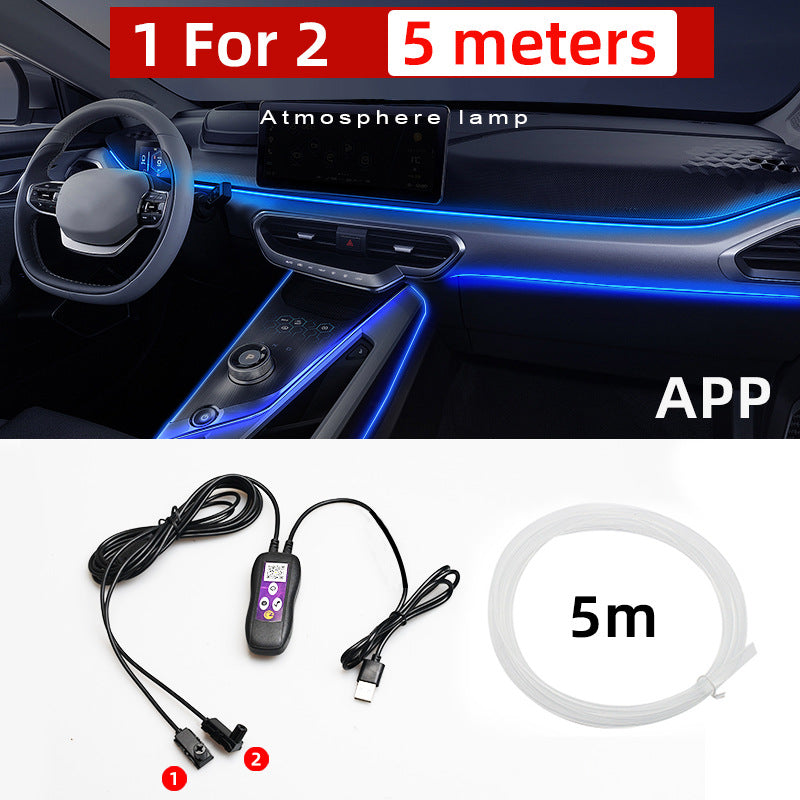Car Led Atmosphere Lamp Usb Colorful Color Changing Center Console Instrument Panel Decorative Lamp Neon Light