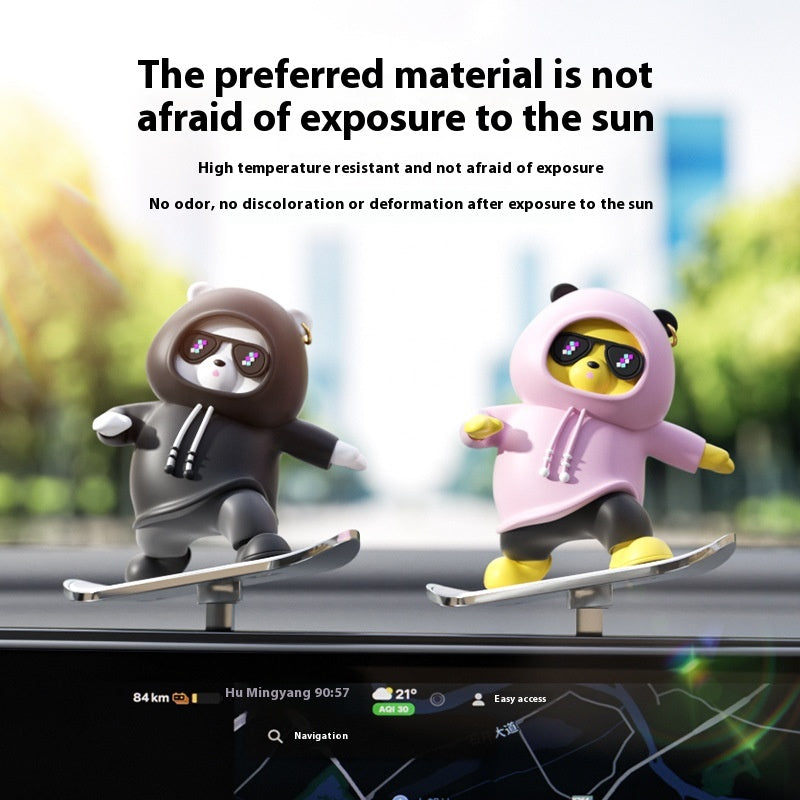 Car Cartoon Animal Bear Center Console Screen Dashboard Bear Car Decoration