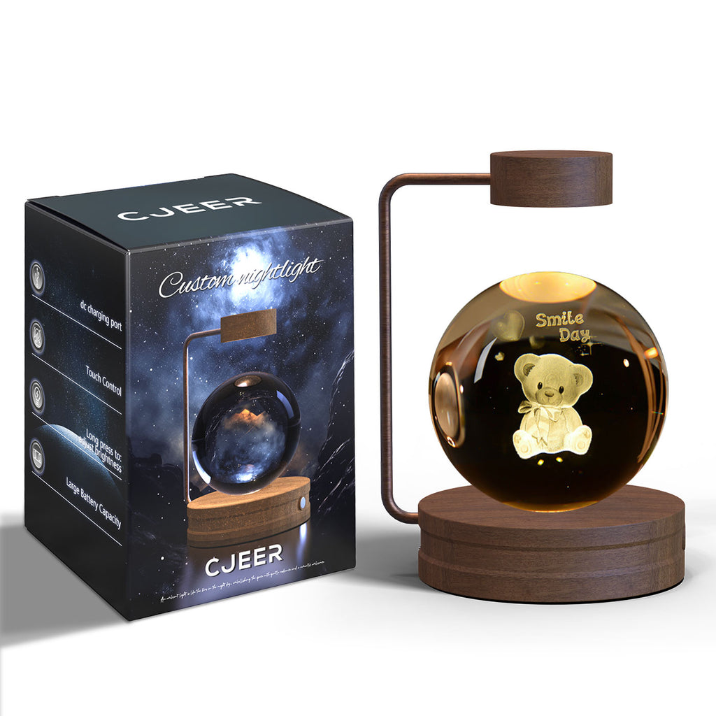 Crystal Ball Cosmic Dinosaur Indoor Night Light USB Power Warm Bedside Light Birthday Gift Night Lamp